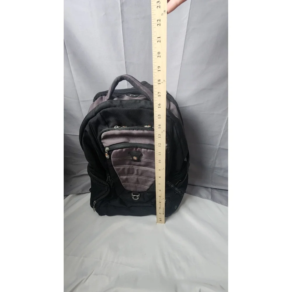 SwissGear Airflow Laptop Backpack Black Grey Multi Pocket Tech Travel Bag